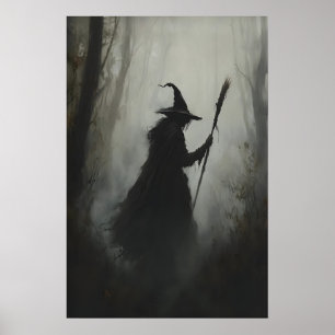 Poster Sorcière dans les bois imprimé gothique enchanté