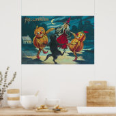 Poster Sorcière dansante Jack O'Lantern Monster Chat noir (Cuisine)