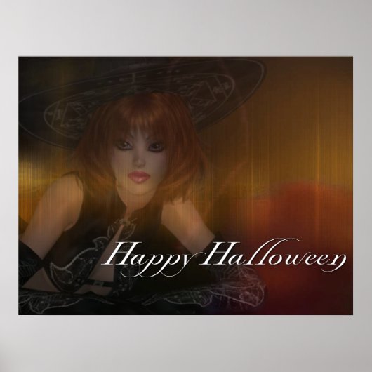 Poster Sorcière d'automne - Happy Halloween Print (Devant)