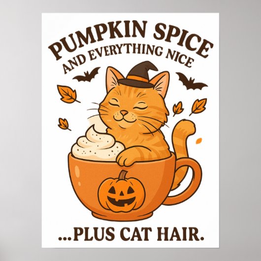 Poster Sorcière de chat gingembre - Joli design d'Hallowe (Devant)