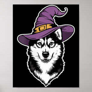 Poster Sorcière de chien Husky femmes Halloween