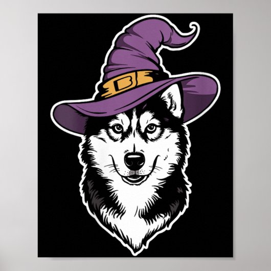 Poster Sorcière de chien Husky femmes Halloween (Devant)