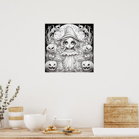 Poster Sorcière De La Couleur Citrouille Vous-Même (Cuisine)
