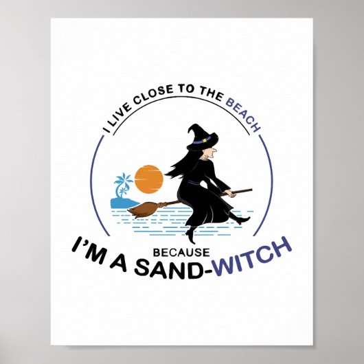 Poster Sorcière de sable de plage pour la fête d'Hallowee (Devant)