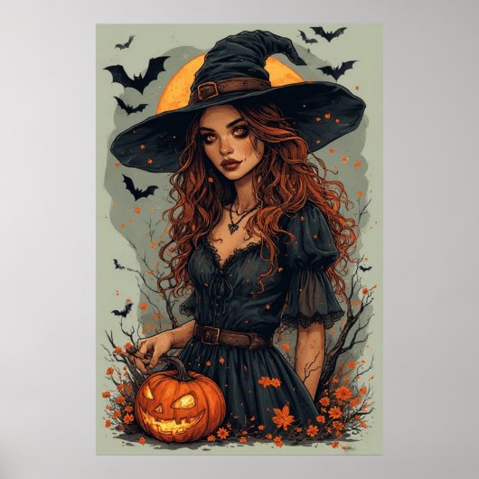 Poster Sorcière d'Halloween (Devant)