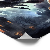 Poster Sorcière d'Halloween avec chambre et chat (Coin)