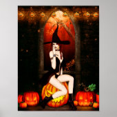 Poster Sorcière d'Halloween et citrouille (Devant)