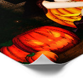 Poster Sorcière d'Halloween et citrouille (Coin)