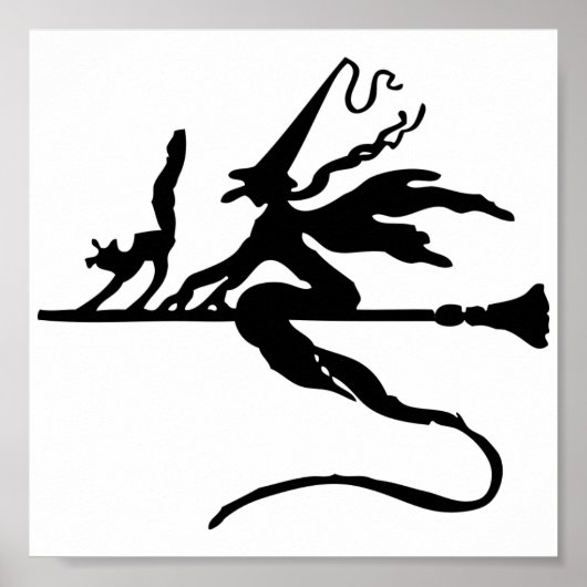 Poster Sorcière d'Halloween sur Broomstick (Devant)