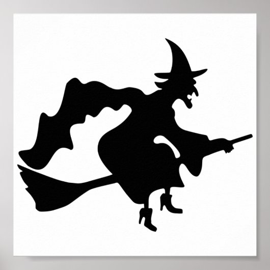 Poster Sorcière d'Halloween sur Broomstick (Devant)