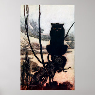Poster Sorcière en forme de chat