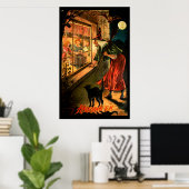 Poster Sorcière en regardant par la fenêtre (Bureau à domicile)