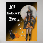 Poster Sorcière et chat noir (Devant)