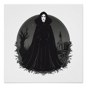 Poster Sorcière gothique Salem à minuit