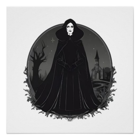 Poster Sorcière gothique Salem à minuit (Devant)
