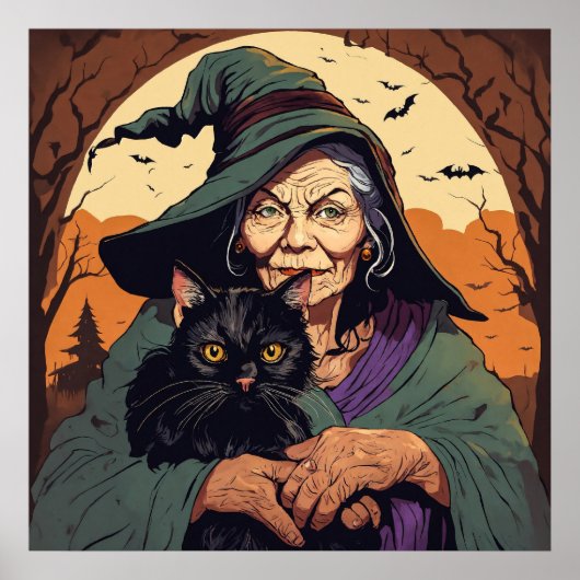 Poster Sorcière - Halloween (Devant)