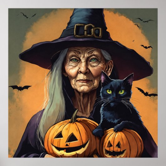 Poster Sorcière - Halloween (Devant)