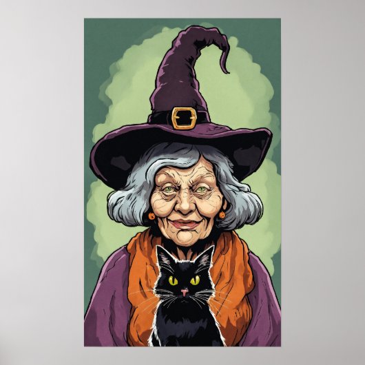 Poster Sorcière - Halloween (Devant)