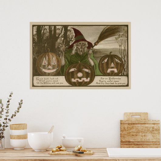 Poster Sorcière Jack O'Lantern Citrouille Goblin (Cuisine)