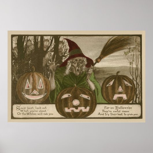 Poster Sorcière Jack O'Lantern Citrouille Goblin (Devant)