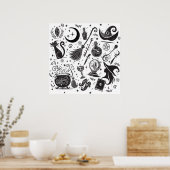 Poster Sorcière magique Whimsical Wiccan Pagan (Cuisine)