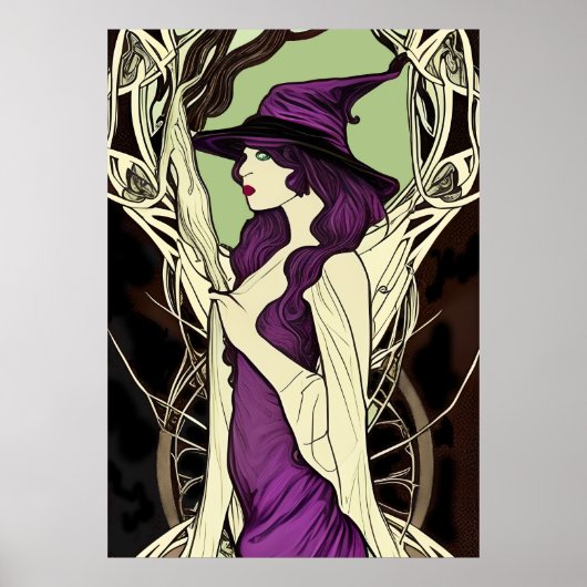 Poster Sorcière médiévale Art nouveau (Devant)