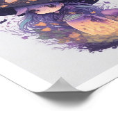 Poster Sorcière mignonne en violet (Coin)