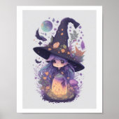 Poster Sorcière mignonne en violet (Devant)