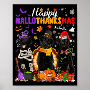 Poster Sorcière Pèlerin Dinde Père Noël Chien Labrador No