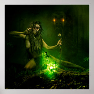 Poster Sorcière qui projette la lumière verte
