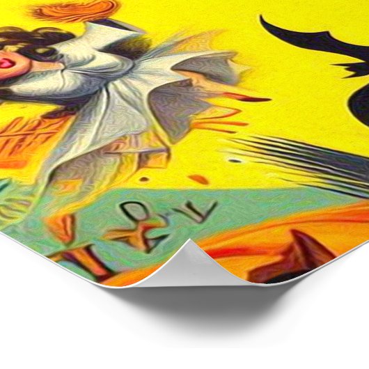 Poster Sorcière Rétro Halloween Épinglée (Coin)