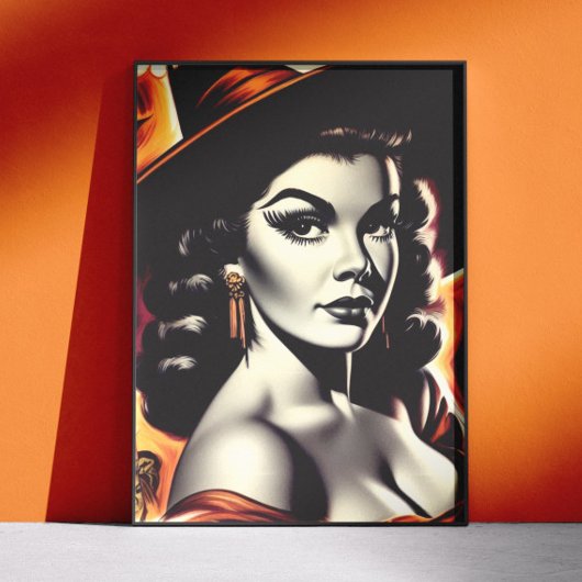 Poster Sorcière Rétro Pin-up
