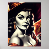 Poster Sorcière Rétro Pin-up (Devant)