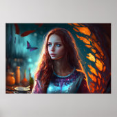 Poster Sorcière rouge, Oeil bleu, Beauté rousse (Devant)