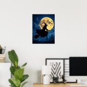 Poster Sorcière sur chambre par Pleine lune Halloween (Bureau à domicile)