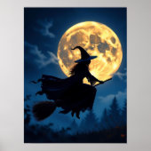Poster Sorcière sur chambre par Pleine lune Halloween (Devant)