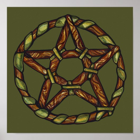 Poster Sorcière verte Pagan Pentacle Nature Wicca (Devant)