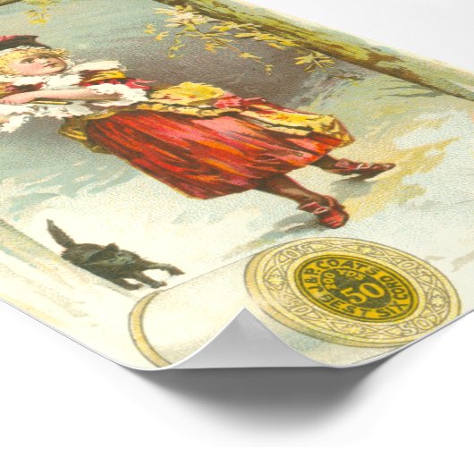 Poster sorcière victorienne avec chat noir (Coin)