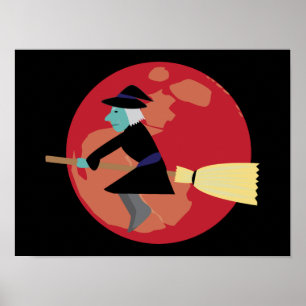 Poster Sorcière volant la nuit