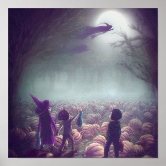 Poster Sorcières de patchs de citrouille volant passé Tri (Devant)