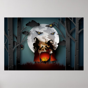 Poster Sorcières découpées dans les bois