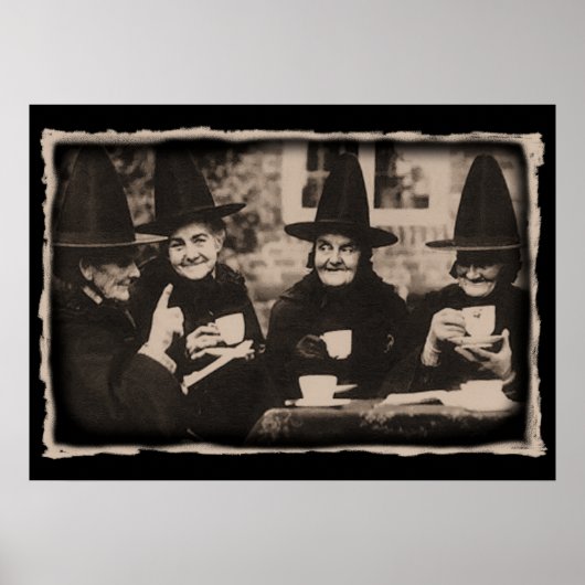 Poster Sorcières Tea Party - vieux noir/blanc (Devant)