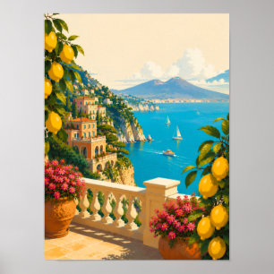 Poster Sorrento Italie Citrons Voyage Vintage