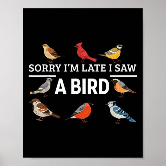 Poster Sorry I'm Late I Saw A Bird Funny Birds Lover Anim (Devant)