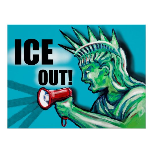 Poster SORTIR LA GLACE, protester Statue de la Liberté (Devant)