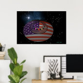 Poster Soucoupe reflétant le drapeau américain version 2 (Bureau à domicile)