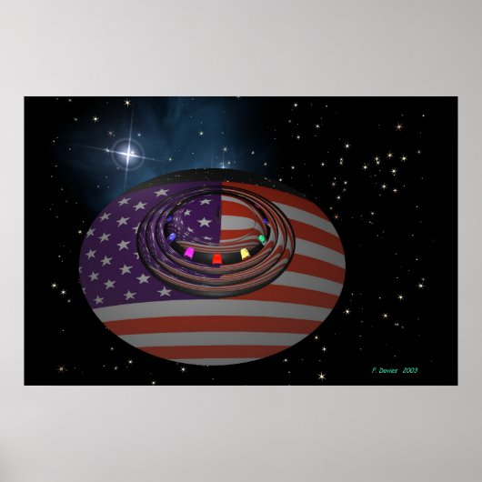 Poster Soucoupe reflétant le drapeau américain version 2 (Devant)