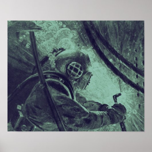 Poster Soudage industriel vintage de plongée sous-marine (Devant)