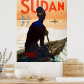 Poster Soudan, pêche traditionnelle, voyage vintage (Cuisine)