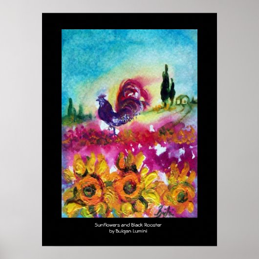 POSTER SOUFFRANCES, POPIES ET ROOSTER NOIR (Devant)